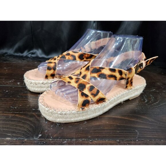 Madewell The Malia Espadrille Sandal In Leopard Calf Hair/Size 7 NWOB - Picture 1 of 10